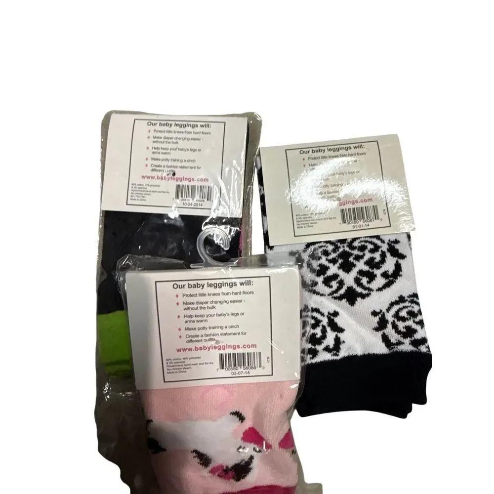 “BABY LEGGINGS” crawling socks, leggings - girls - NEW, bundle of 3